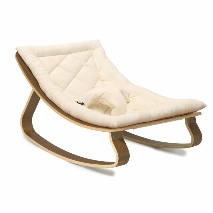 Baby Rocker Levo In Walnut With Organic White Cushion Gear