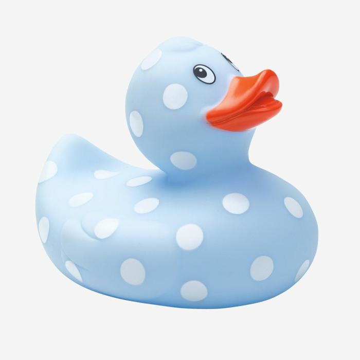 Blue Polka Dot Rubber Duckie Bath