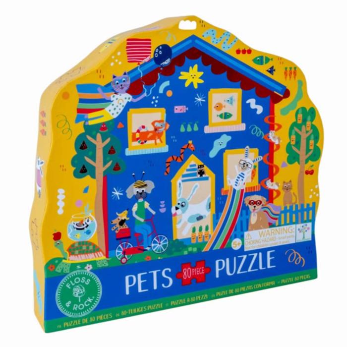 Pets – “Pet House” Shaped 80-Piece Puzzle Play