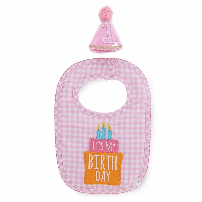 Pink Cake Smasher Set Bibs & Burp Cloths