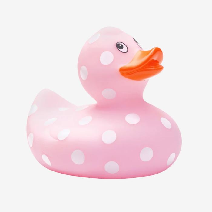 Pink Polka Dot Rubber Duckie Bath