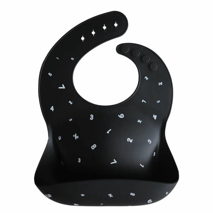 Silicone Baby Bib – Numbers Black Bibs & Burp Cloths