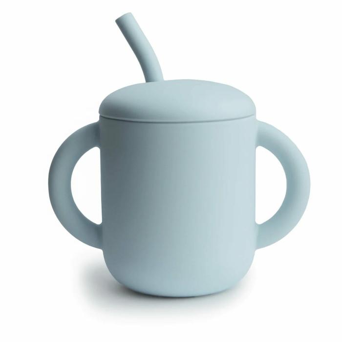 Silicone Training Cup + Straw – Powder Blue Feed