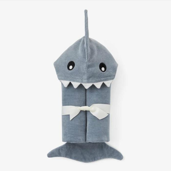 Slate Shark Hooded Baby Bath Wrap Towel Bath