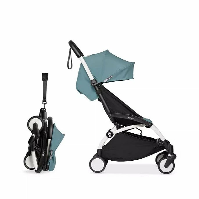 Yoyo² Stroller Bundle – White Frame With Aqua Gear